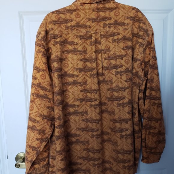 Woolrich Buckskin Southwest Fish Print Flannel Outdoor Shirt - Picture 2 of 9